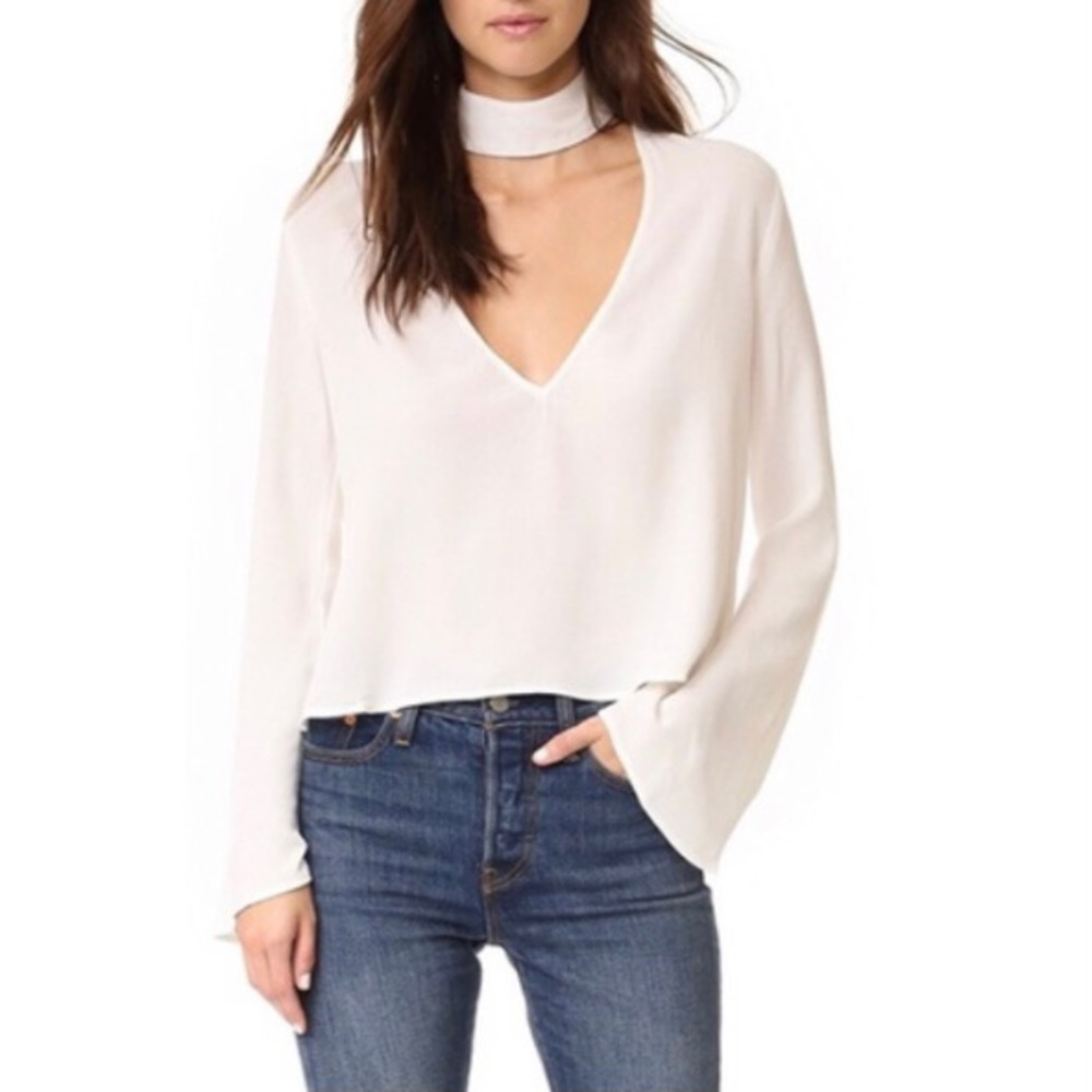 Flynn Skye Memphis Choker Neck White Top Sz M
